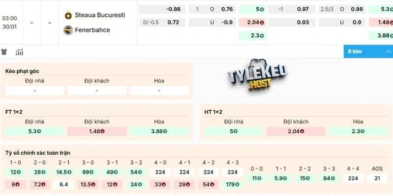 Kèo FCSB vs Fenerbahçe hôm nay nhiều biến động 