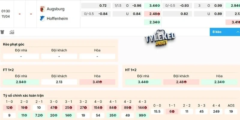 Dự đoán kèo Augsburg vs Hoffenheim