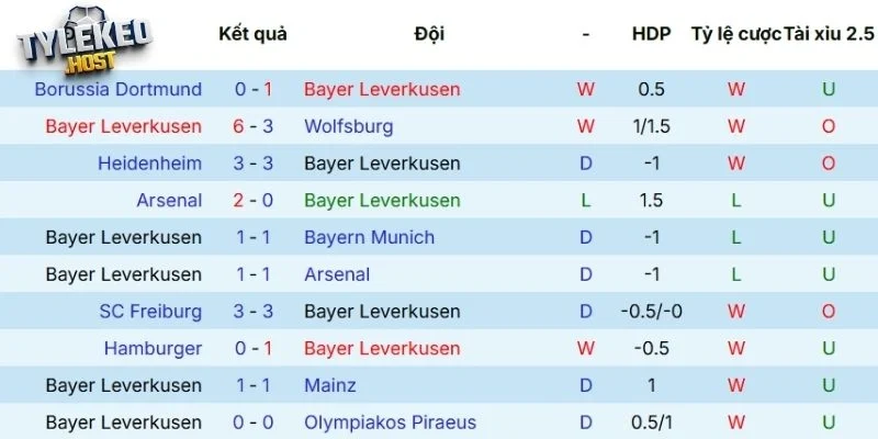 Phong độ của Leverkusen